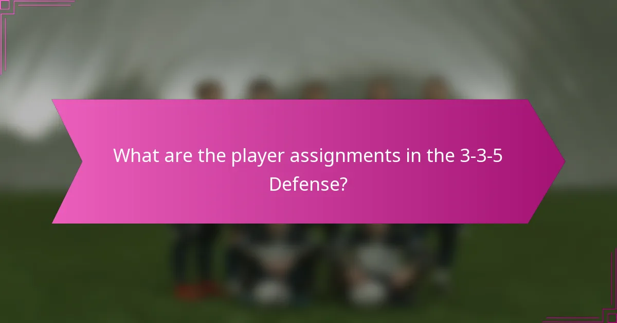 What are the player assignments in the 3-3-5 Defense?