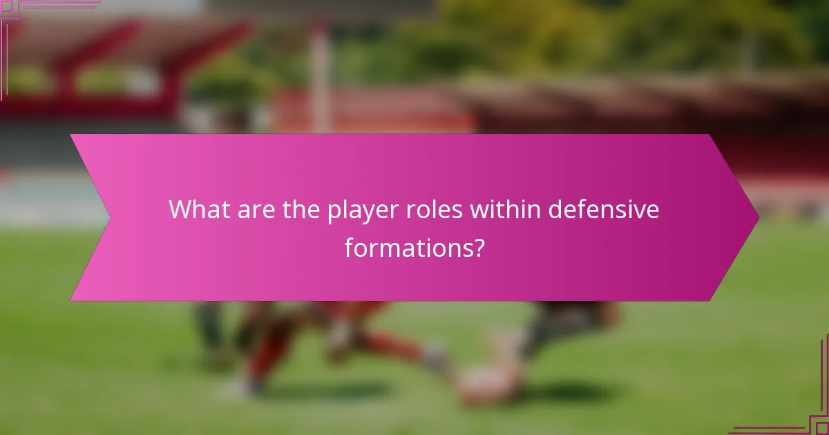 What are the player roles within defensive formations?