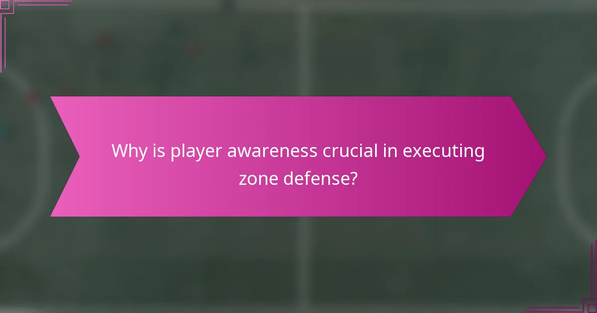 Why is player awareness crucial in executing zone defense?